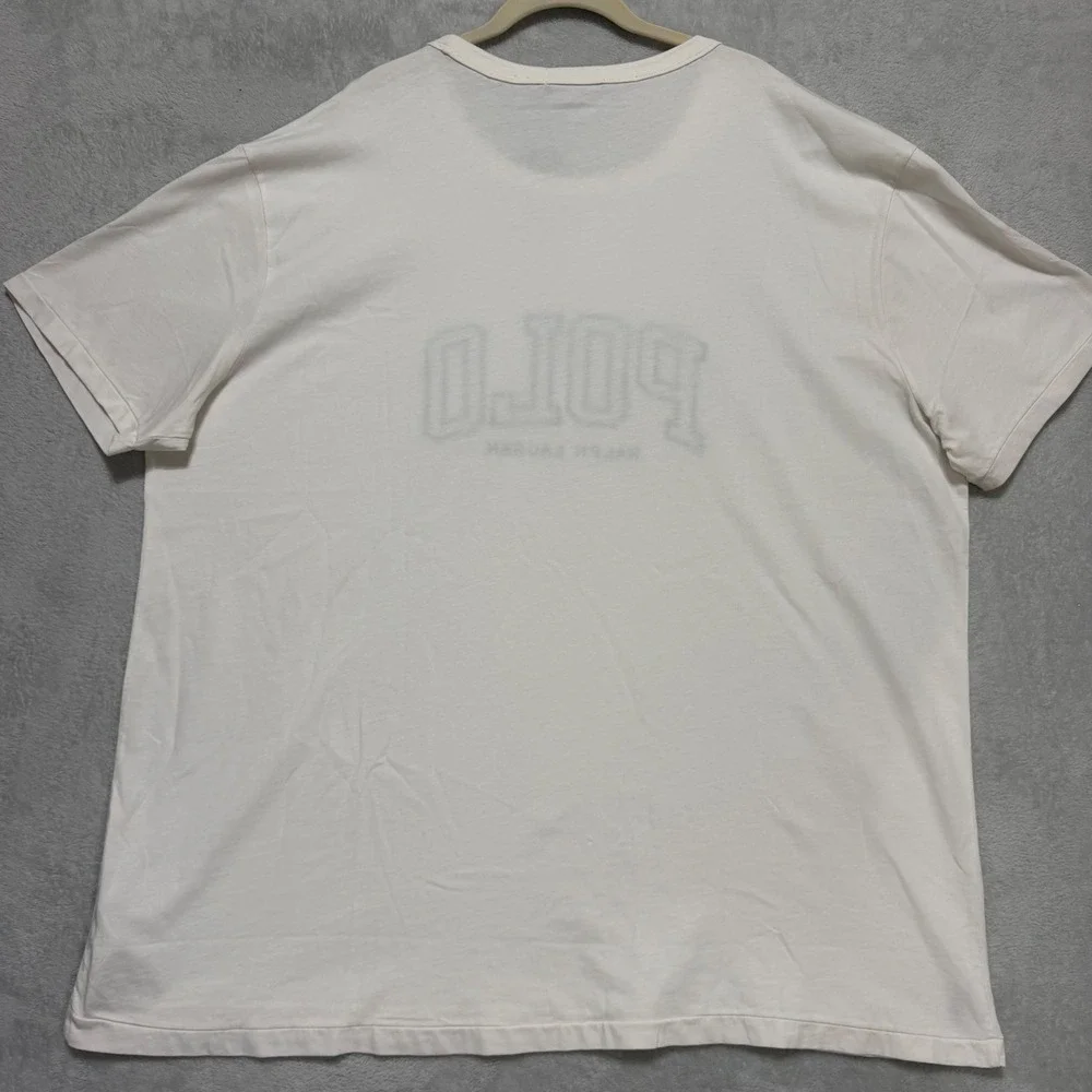 Polo Ralph Lauren T Shirt Men 2XB White Plaid Applique Logo Short Sleeve Tee